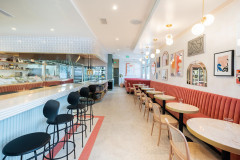 Attenui-Arc,-Jeune-Jolie,-pink-cream-marble-tabletops,-tochi-unglazed-mosaic