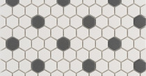 Atlantic-Bisque-Rosette-Hexagon-Super-White-with-Black-Dot-Matte-Swatch-361708