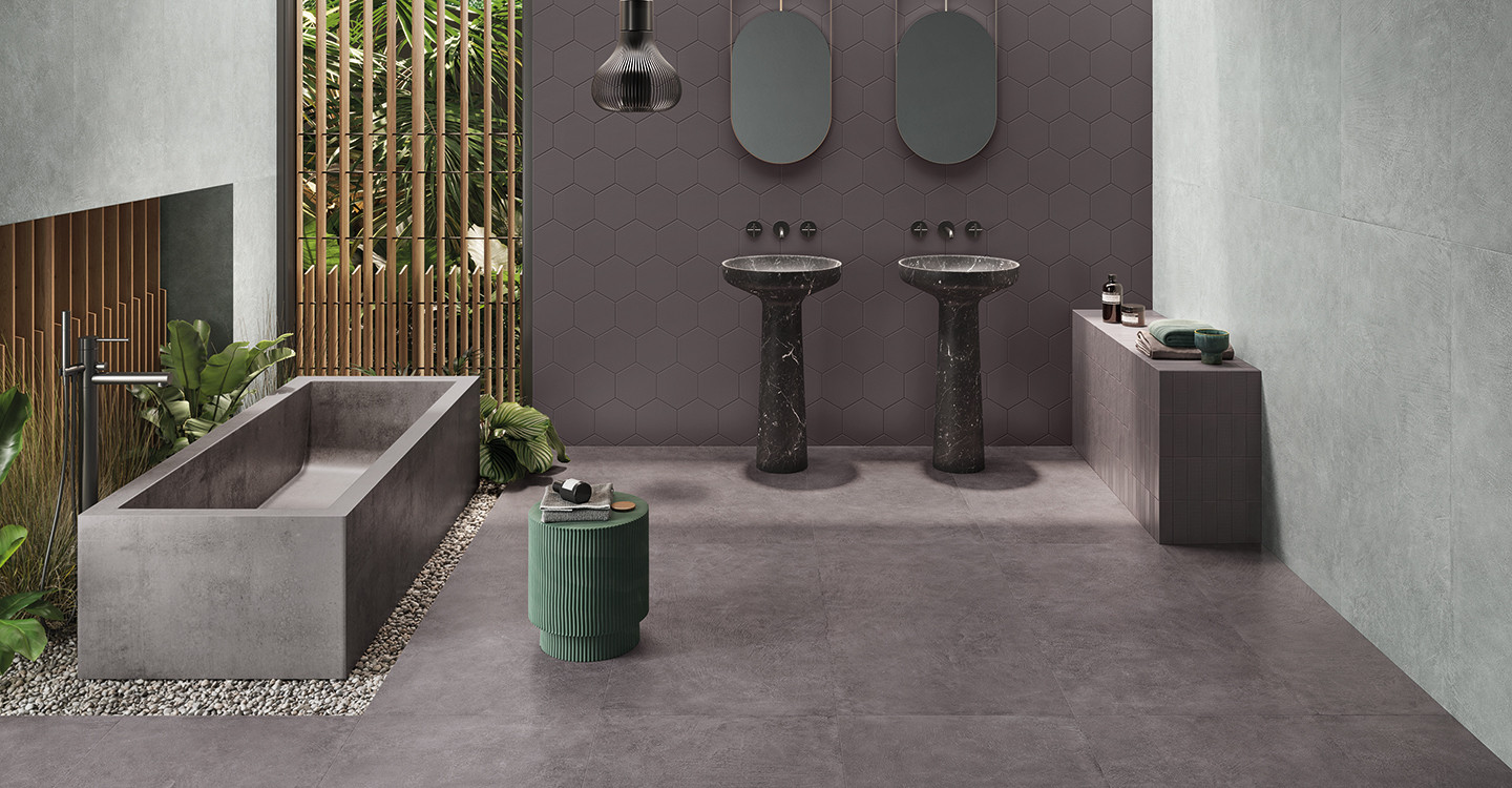 Sixty Antracite 60x120 - Esagona - 60x120 Salvia Amb Bagno 