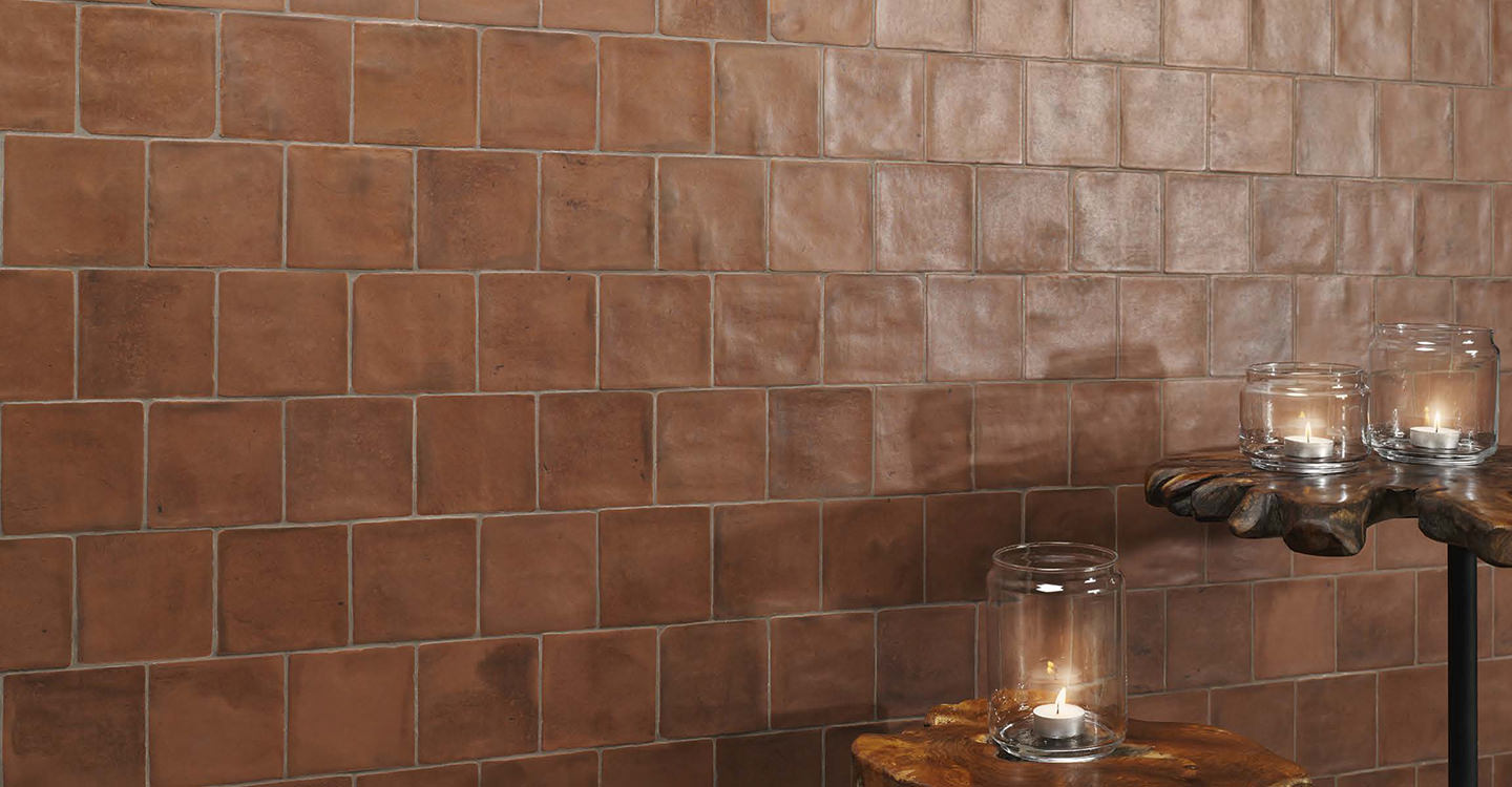 Coffee Colored Glazed Ceramic tile on a wall