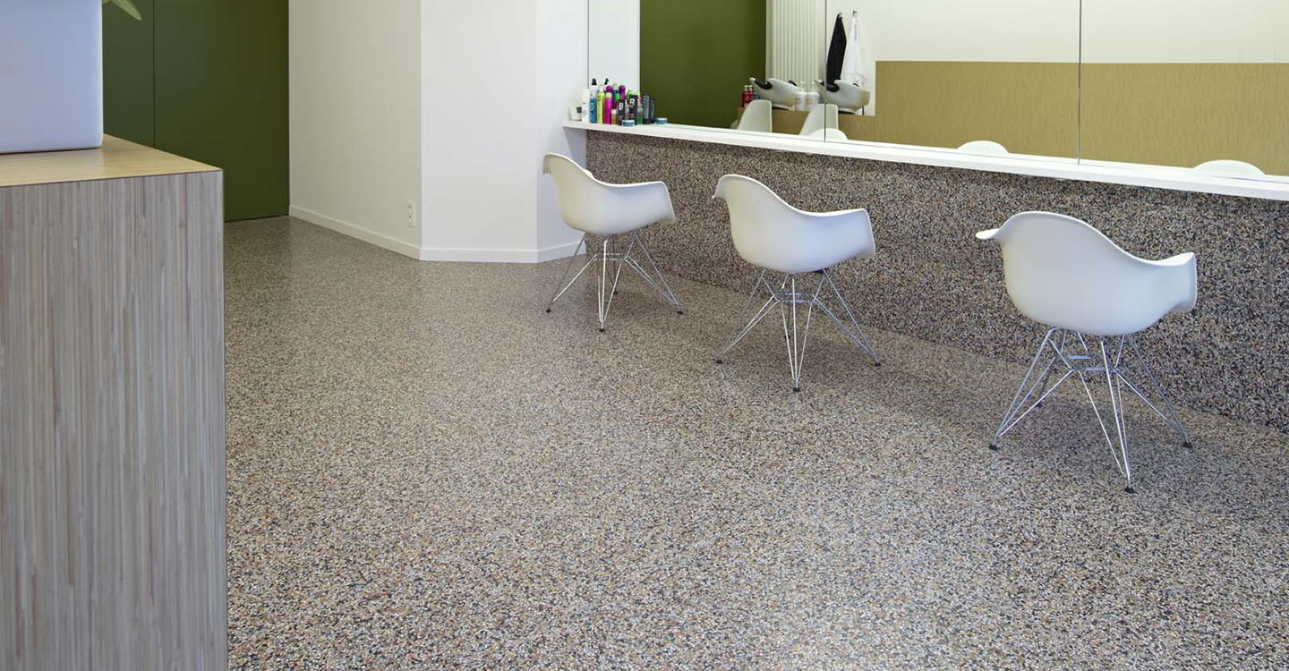 Multi-color terrazzo in school