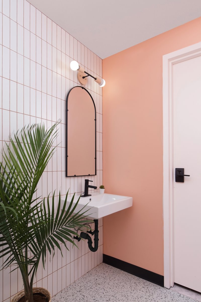 Pink and White Bathroom Tile