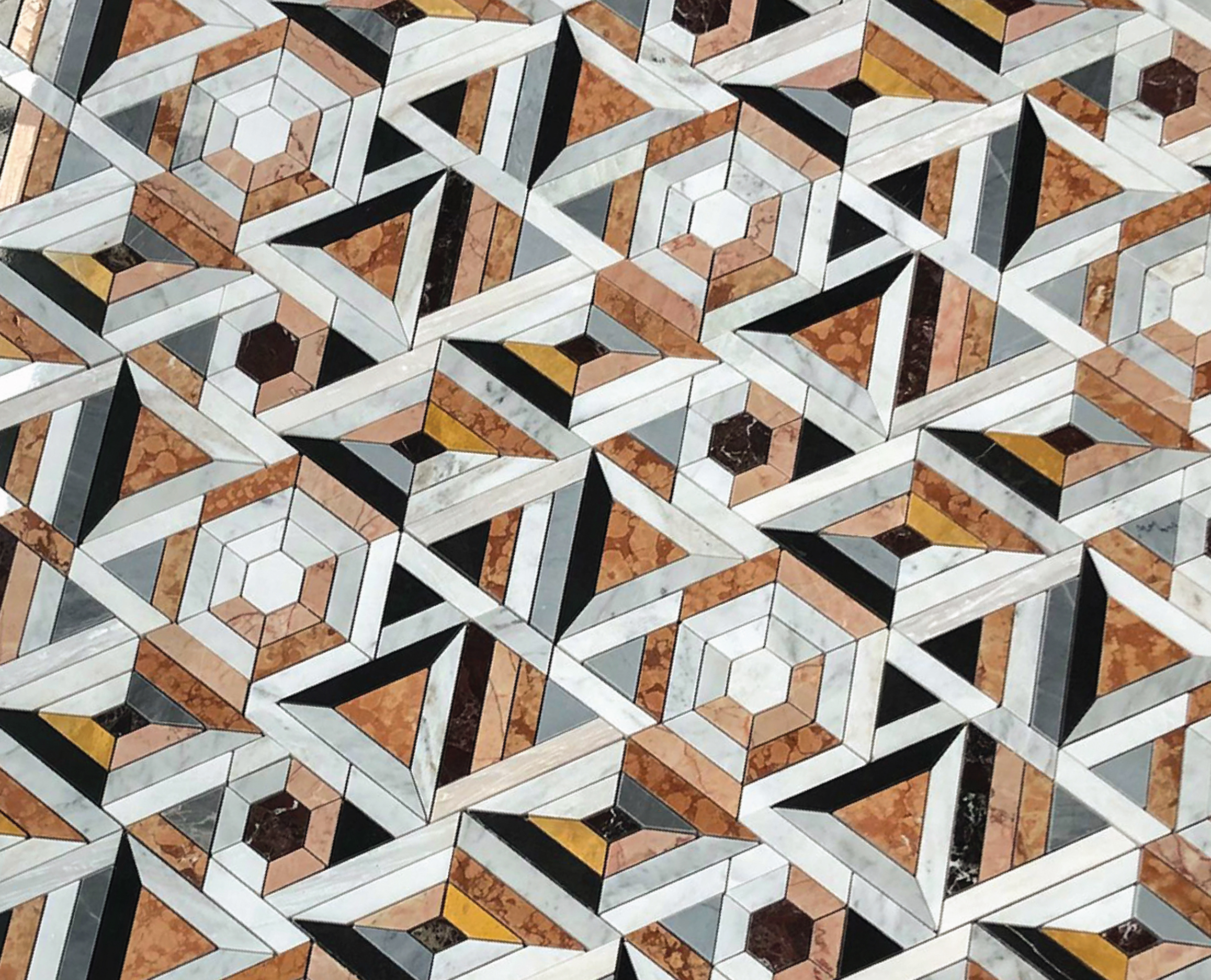 Custom Stone, including waterjet cut mosaics and cost-effective alternatives to premium materials